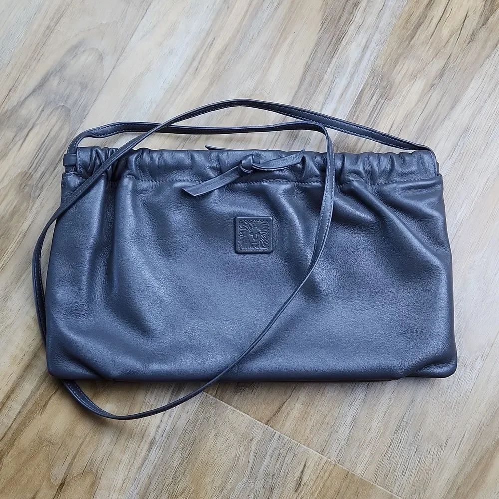 🔹️Anne Klein Gray Leather Clutch Purse